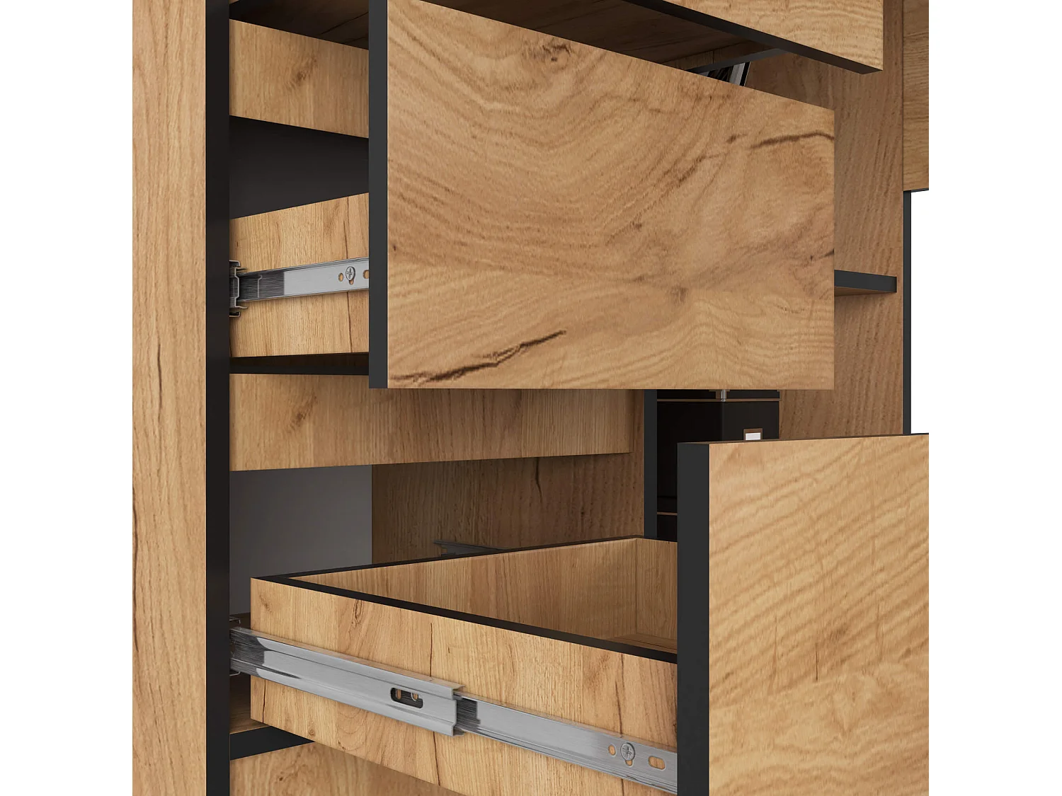 Biurko narożne AKORD B16 Dąb Craft 124 cm lewe 3 szuflady kolor Dąb Craft mat 2 półki 124x85x77 cm