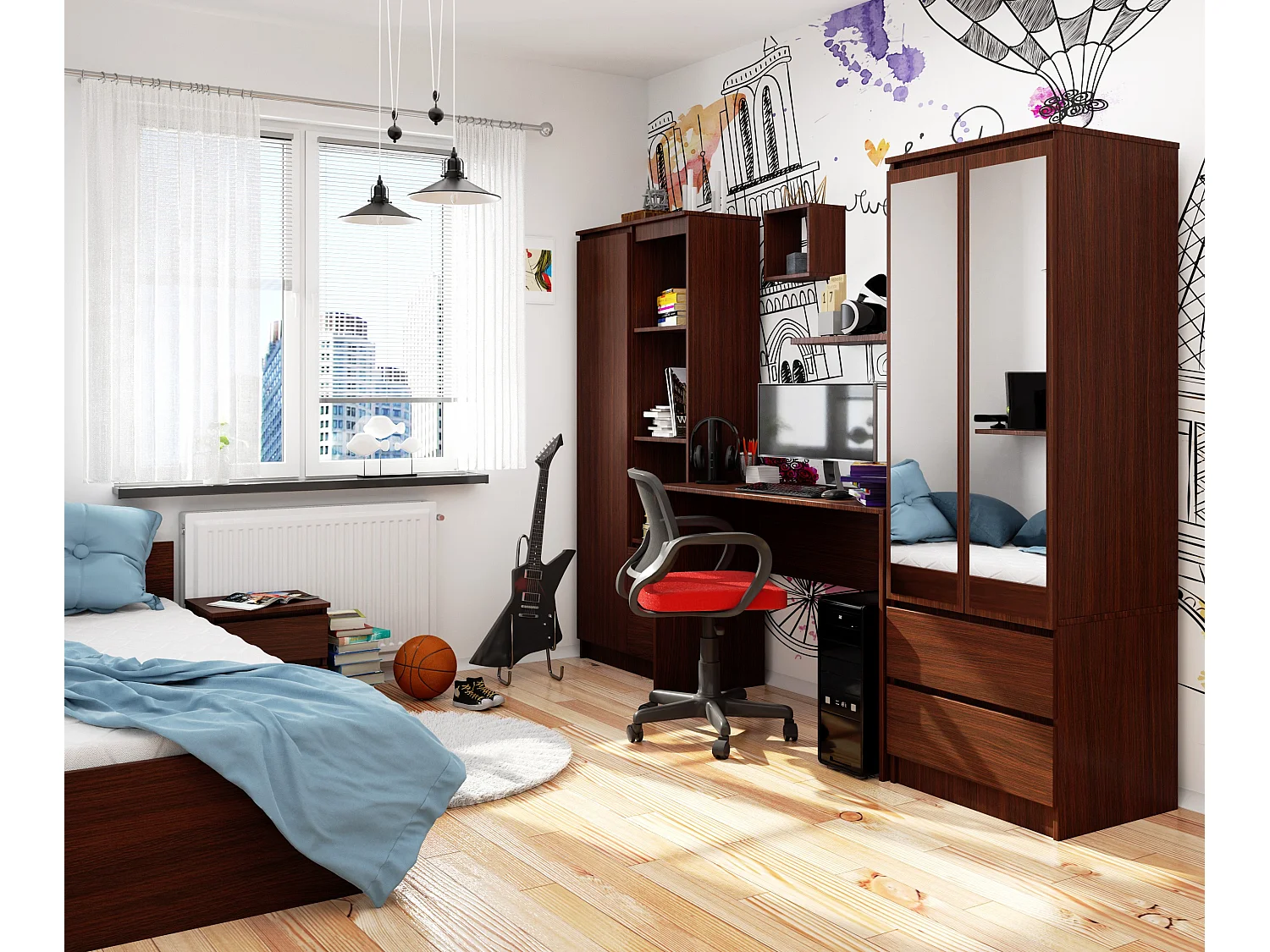 Scrivania AKORD B17 Wengé 120 cm 120x50x79 cm