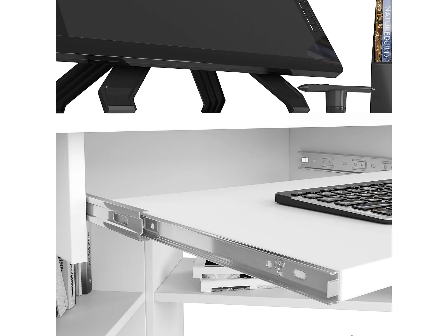 Hoekbureau TED / Computerbureau / Computer Tafel / Bureautafel / Wit / 80 x 74 x 80 cm