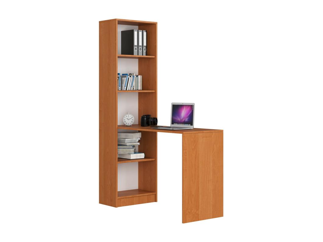 Bureau met Boekenkast SMART - Olijfkleurig Laminaten Meubel, 125x180x50 cm, Mat Front, 5 Planken, Zelfmontage