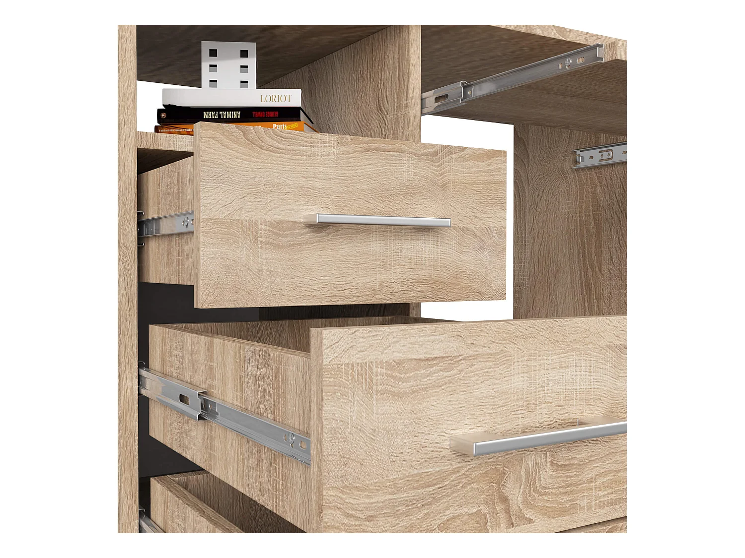 Biurko AKORD ANA Dąb Sonoma 124 cm biurko komputerowe 1 drzwi 3 szuflady kolor Dąb Sonoma mat5 półek 124x52x74 cm