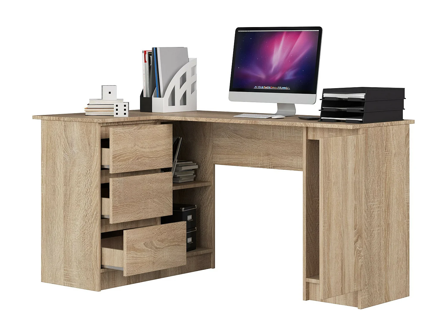 Hoekbureau Links B20 / Computerbureau / Computer Tafel / Bureautafel Links / Sonoma Eik / 155 x 77 x 85 cm