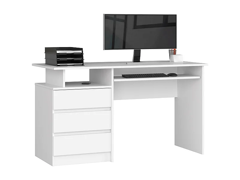 Bureau Wit Pro 135cm met Lades en Mat Afwerking