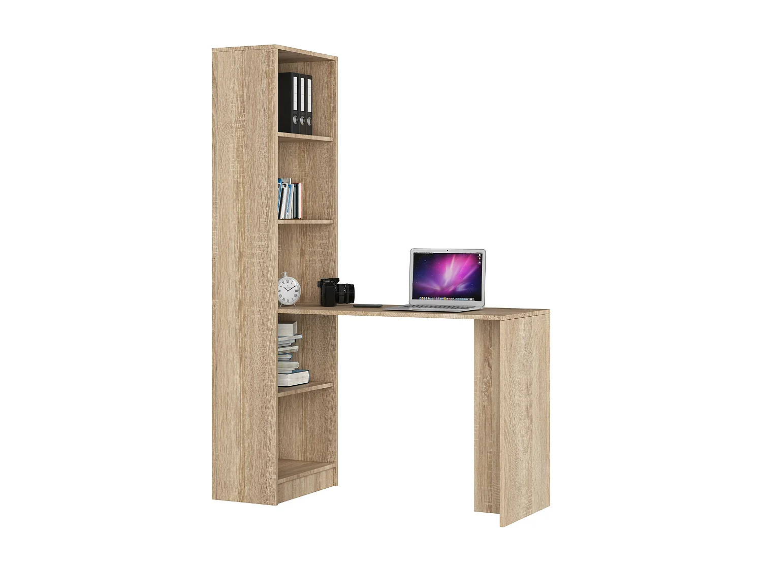 Biurko AKORD SMART z regałem Dąb Sonoma 125 cm kolor Dąb Sonoma mat 5 półek 125x50x180 cm