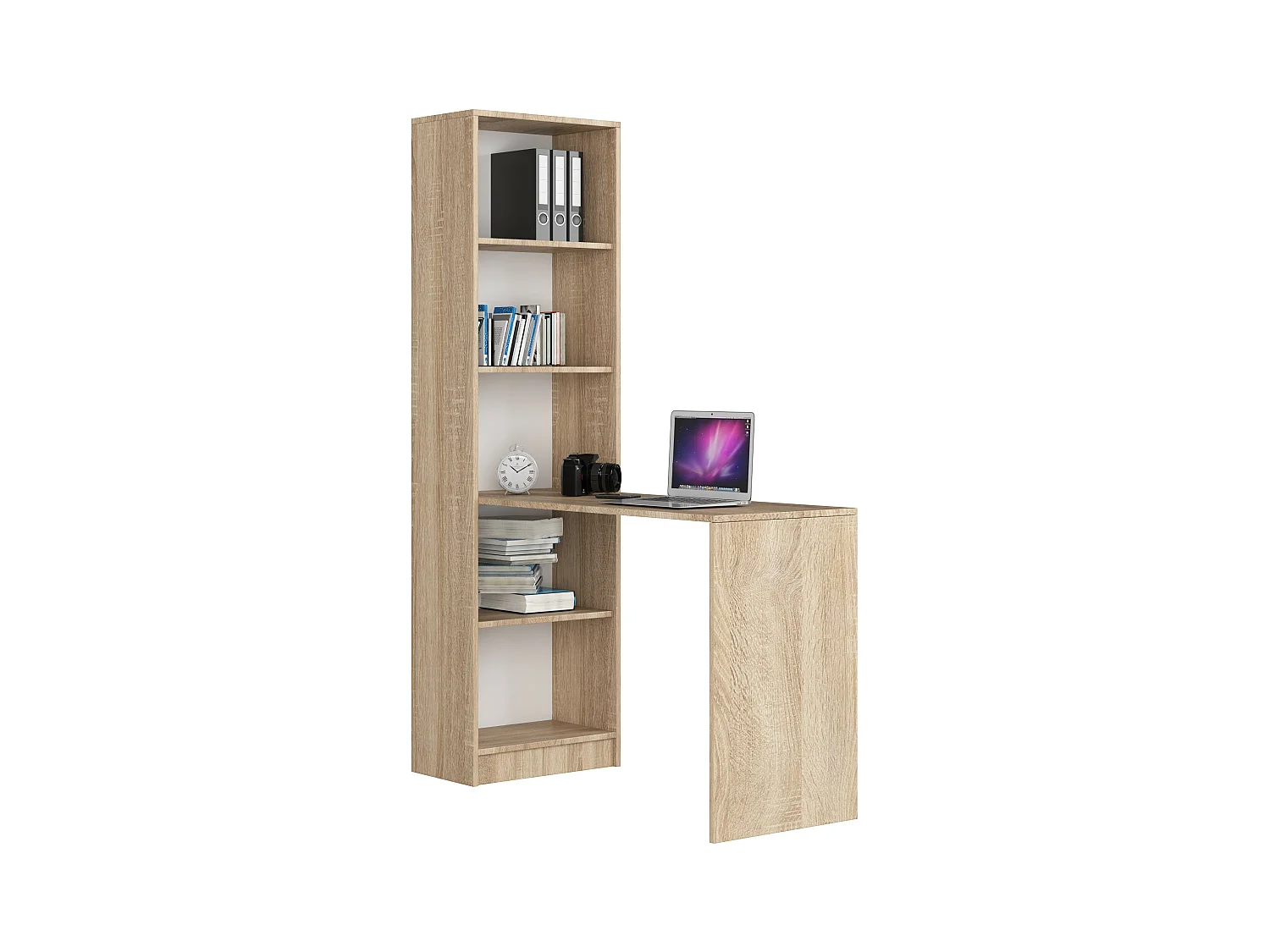 Ensemble bureau avec bibliothèque AKORD SMART Chêne Sonoma 125 cm façade Chêne Sonoma 5 étagères 125x50x180 cm
