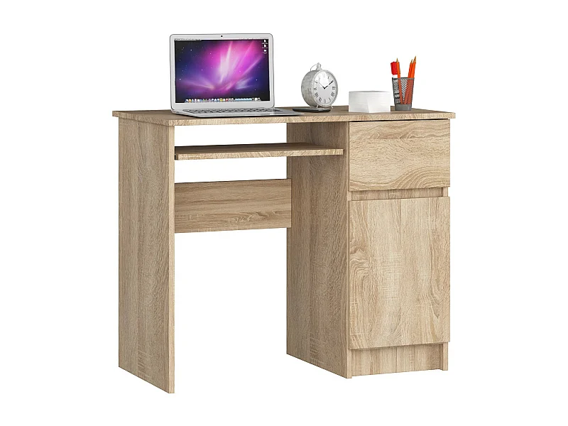 Scrivania per computer AKORD PIKSEL Sonoma Quercia 90 cm 1 anta 1 cassetto 90x50x77 cm Modello a destra