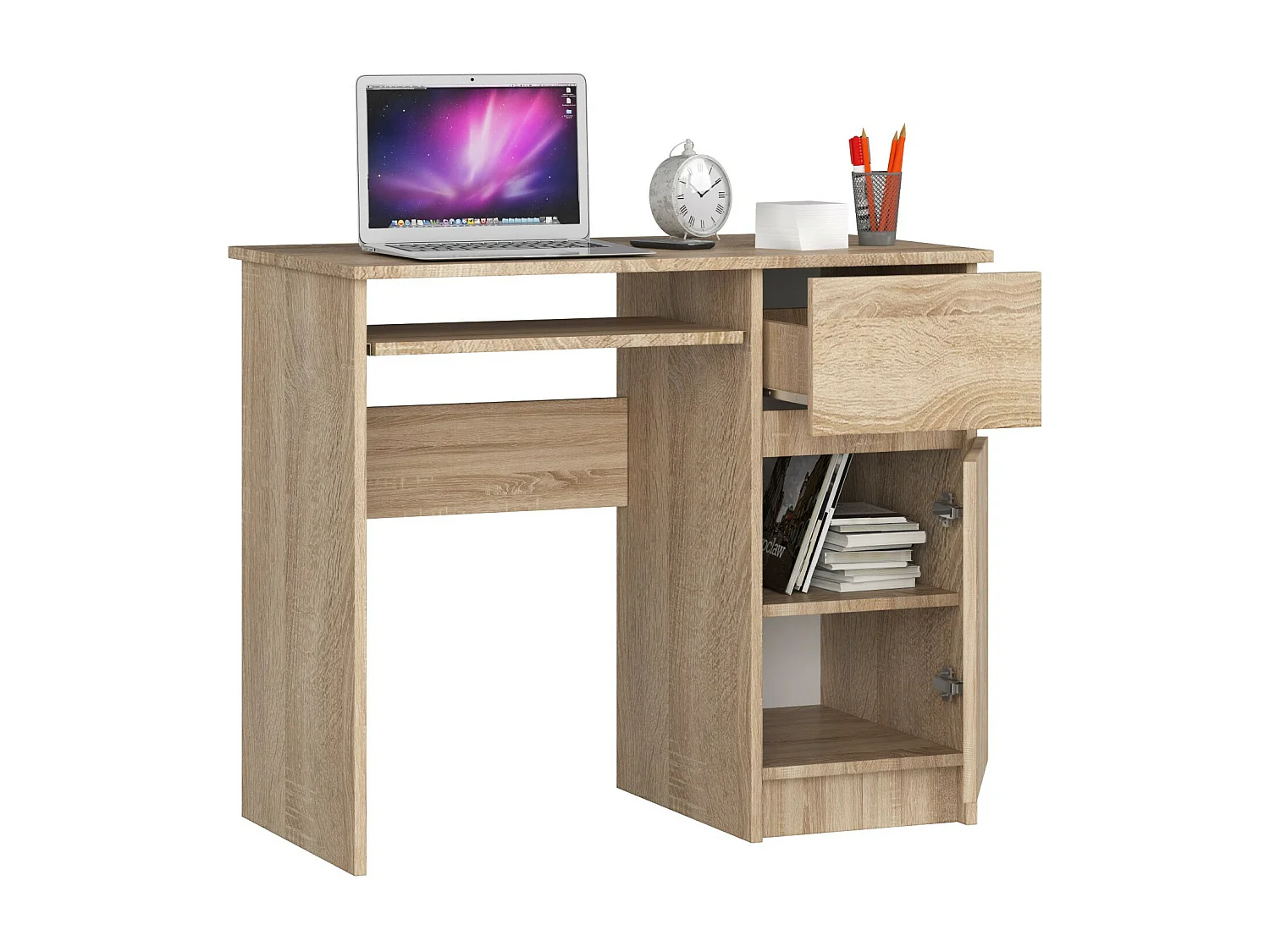 Bureau Rechts PIKSEL / Computerbureau / Computer Tafel / Bureautafel Rechts / Sonoma Eik / 90 x 77 x 50 cm