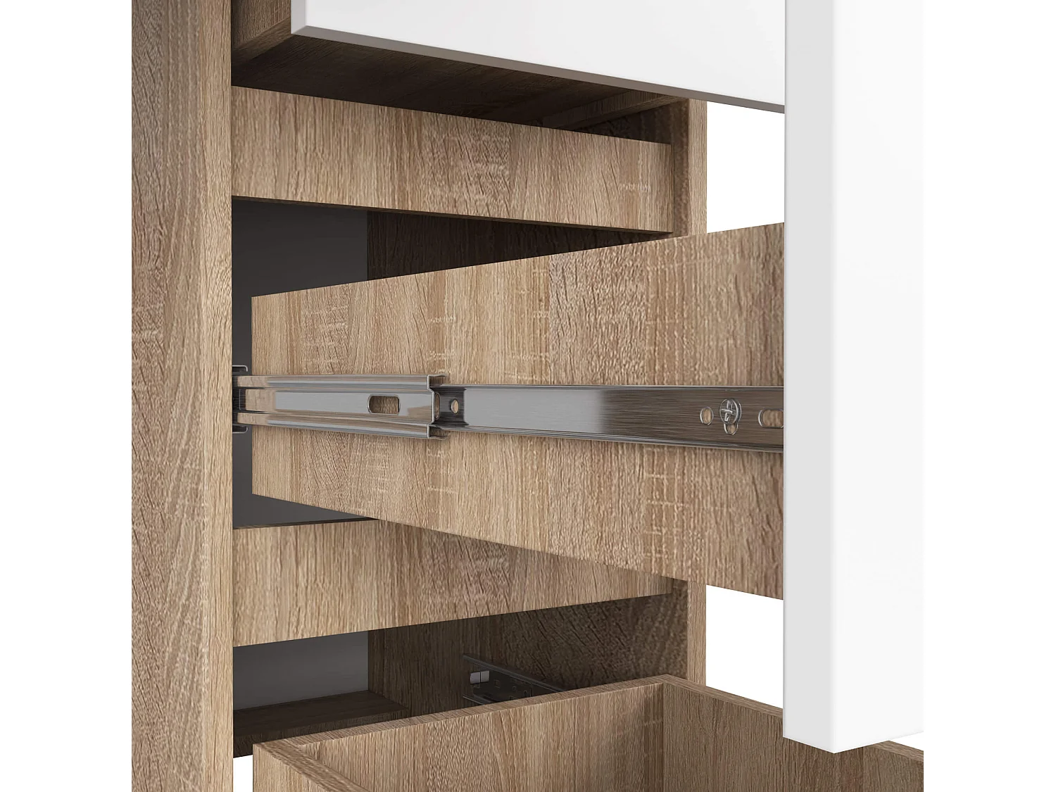 Scrivania per computer AKORD A7 Sonoma Quercia 90 cm 4 cassetti inserto frontale Bianco 90x50x77 cm Modello a destra