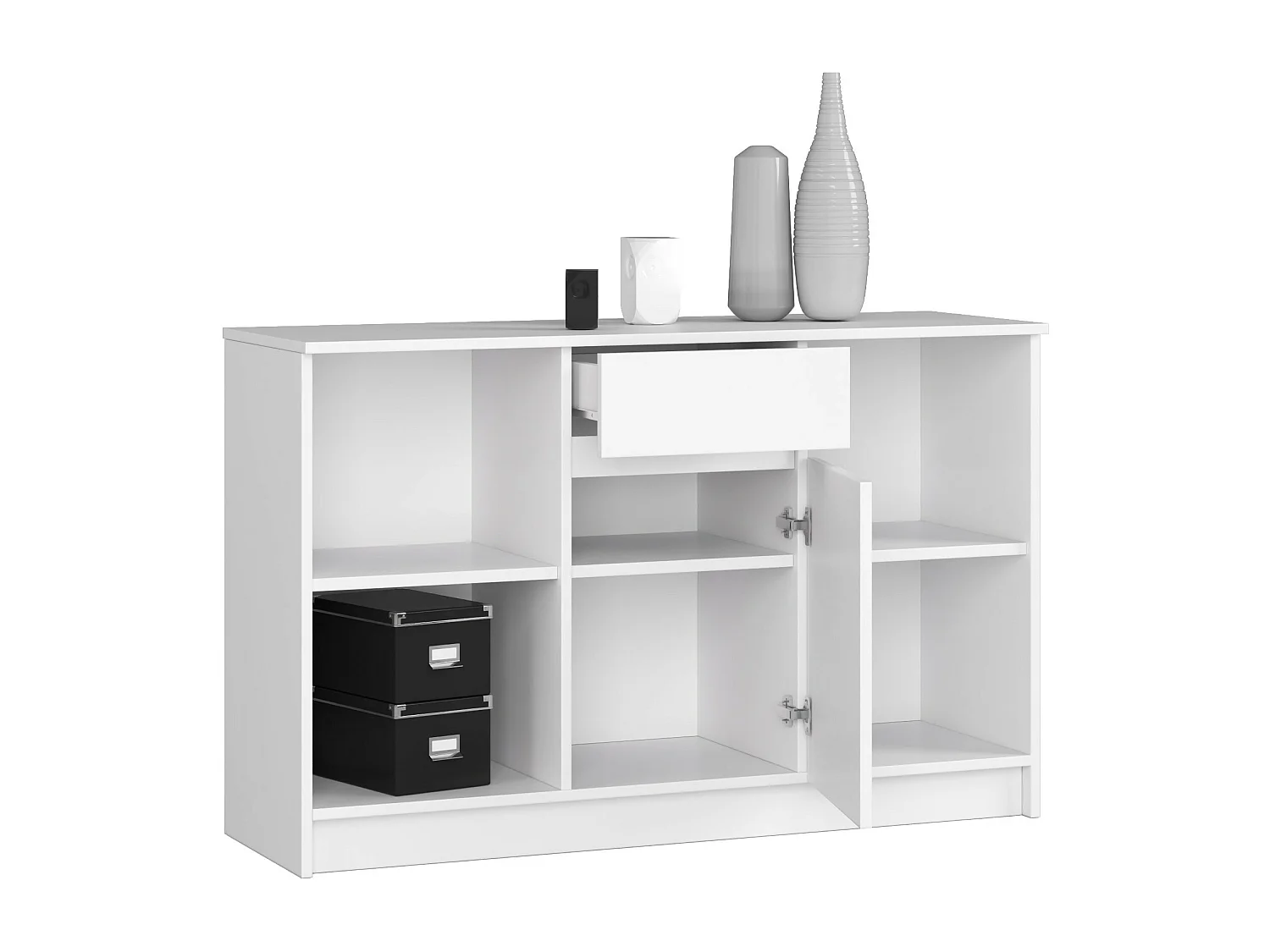 Hoekbureau Set B-17 met Lade en Schuifdeur - Wit Mat