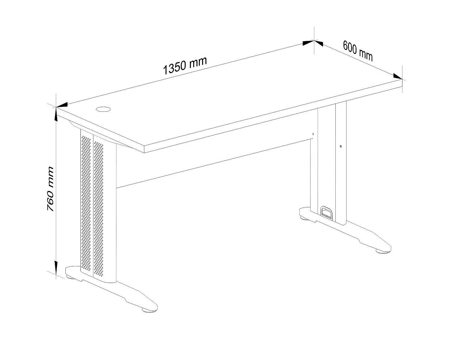 Bureau BM-135 / Computerbureau / Computer Tafel / Vrijstaand Bureautafel met Metalen Poten / Craft Eik / 135 x 76 x 60 cm