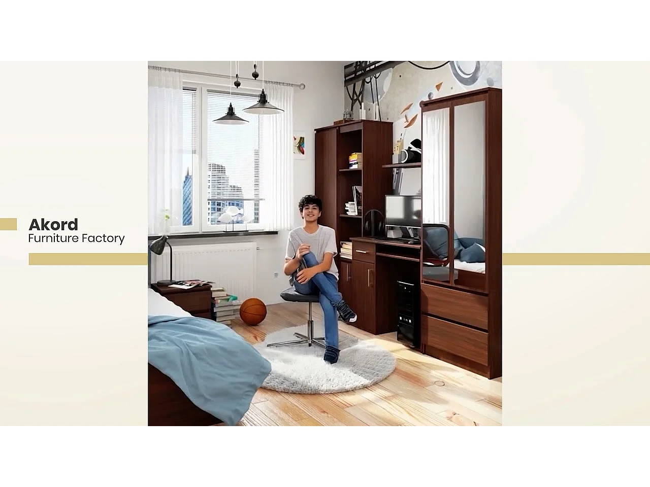 Bureau d'ordinateur AKORD JAY Blanc 90 cm 1 porte 1 tiroir façade Chêne Sonoma 3 étagères 90x50x74 cm