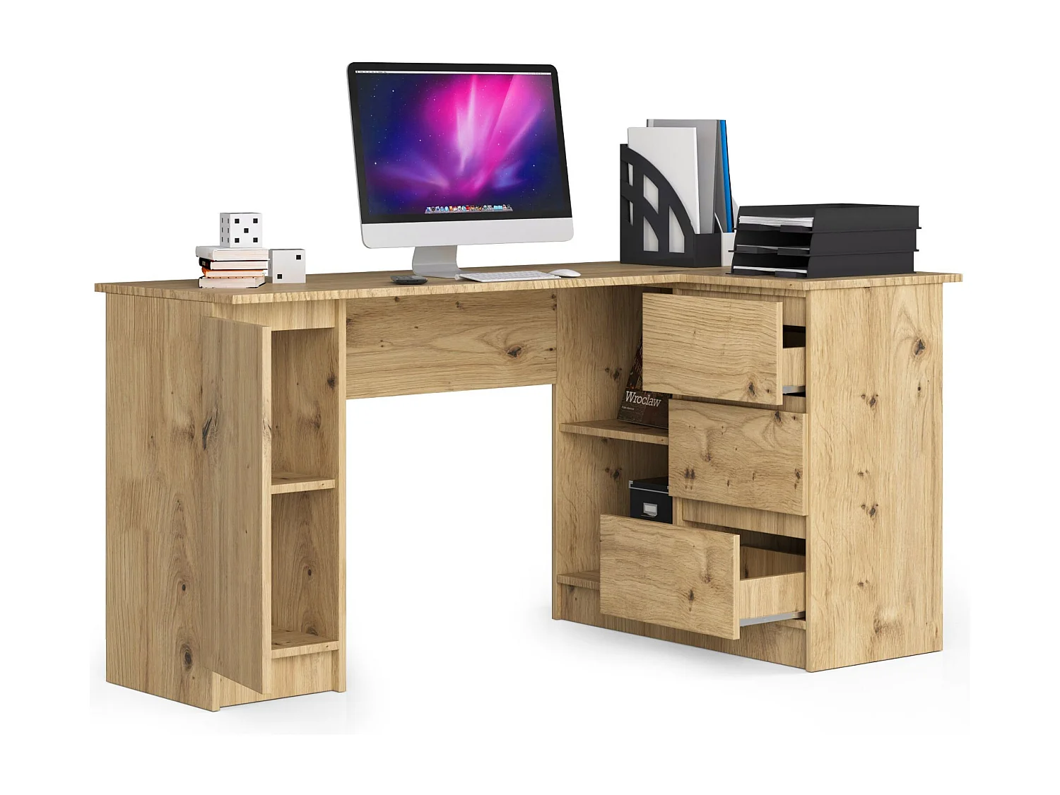 Hoekbureau Rechts B20 / Computerbureau / Computer Tafel / Bureautafel Rechts / Artisan Eik / 155 x 77 x 85 cm