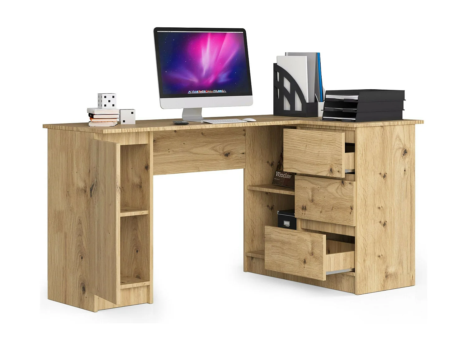 Hoekbureau Rechts B20 / Computerbureau / Computer Tafel / Bureautafel Rechts / Artisan Eik / 155 x 77 x 85 cm