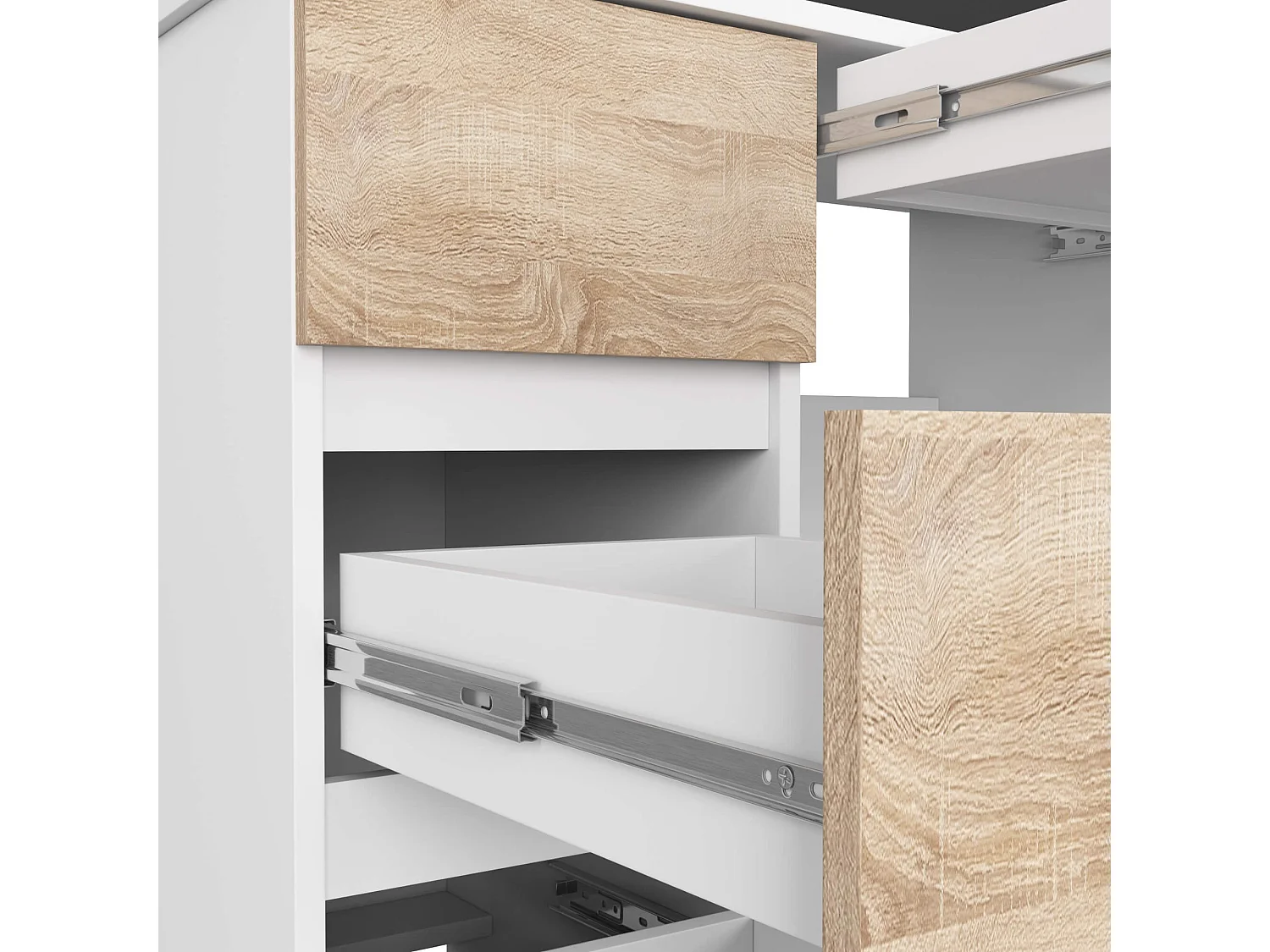 Bureau d'ordinateur AKORD gauche A7 Blanc 90 cm 4 tiroirs façade Chêne Sonoma 90x50x77 cm