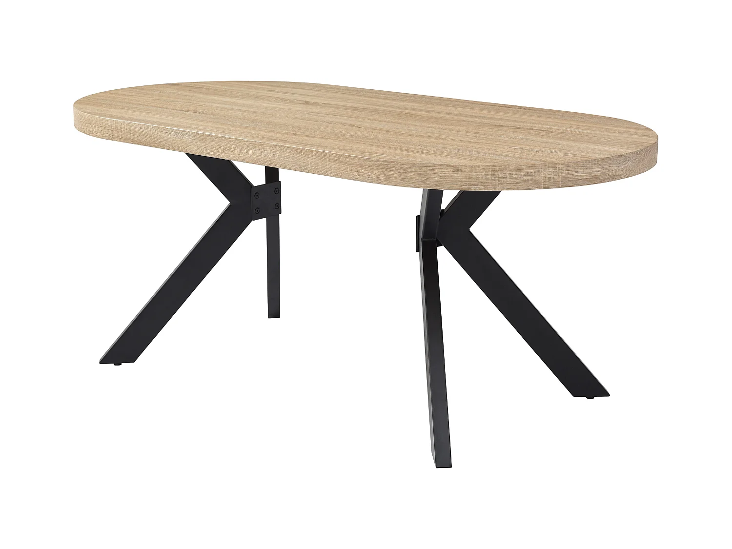 Spisebord til 6 personer i MDF og stål - Lys natur og Sort - KOMONI