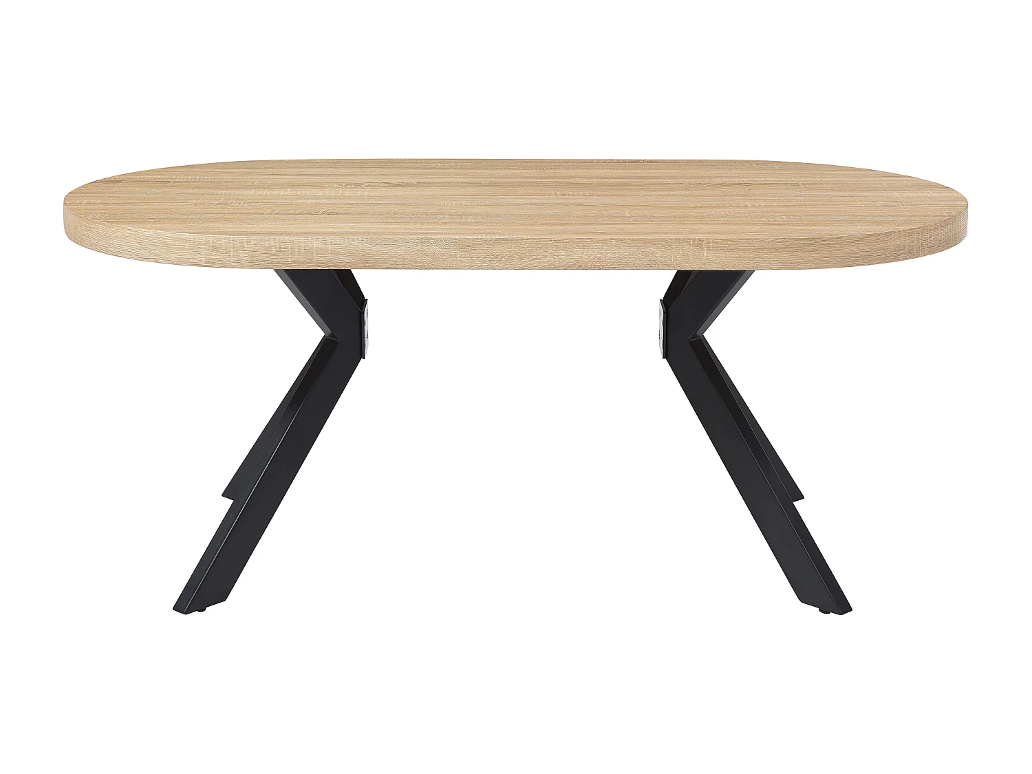 Table à manger 6 personnes en MDF et acier - Naturel clair et Noir - KOMONI