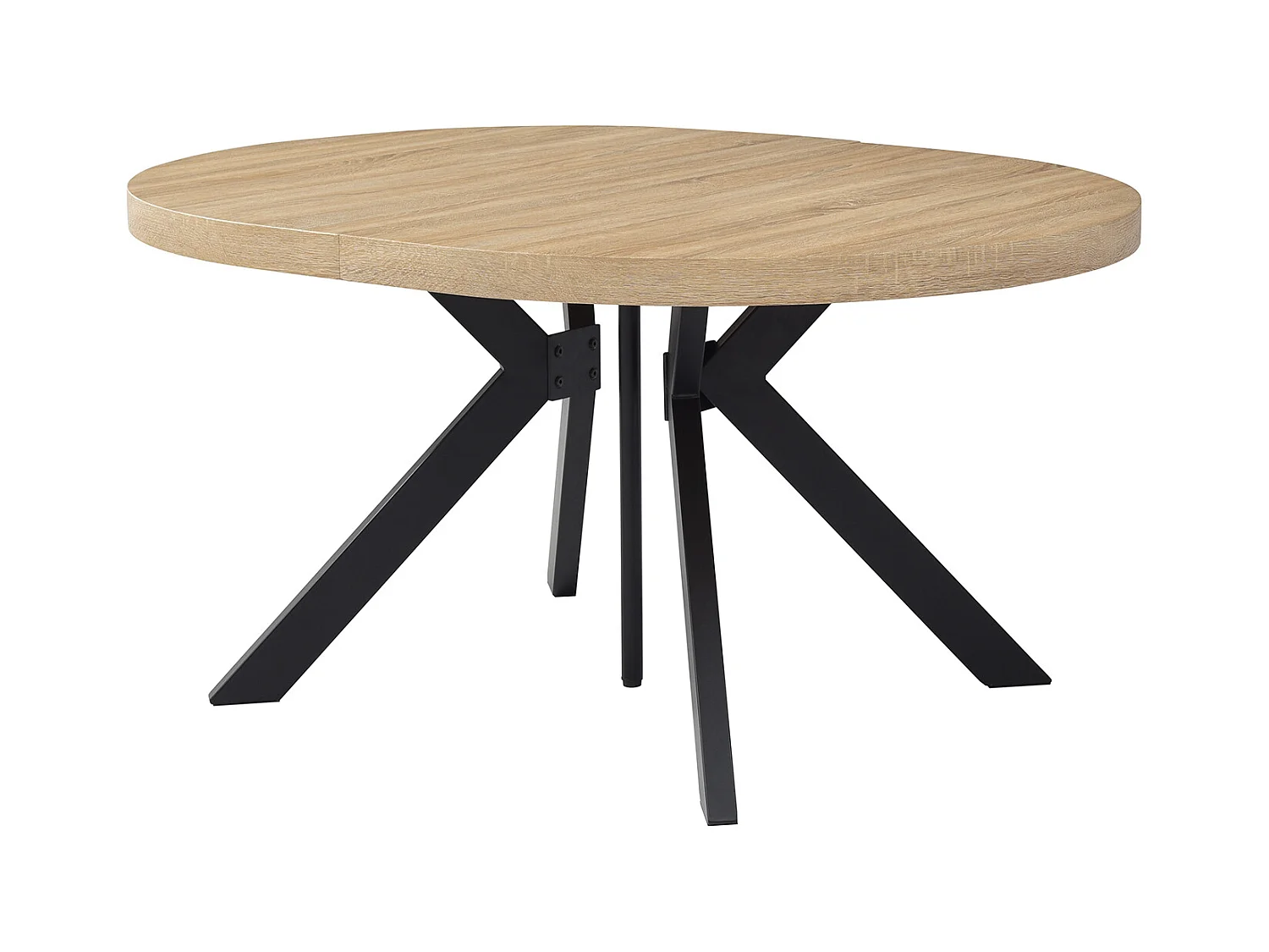 Mesa de comedor extensible 6 a 12 comensales de MDF y acero - Natural claro y negro - KOMONI