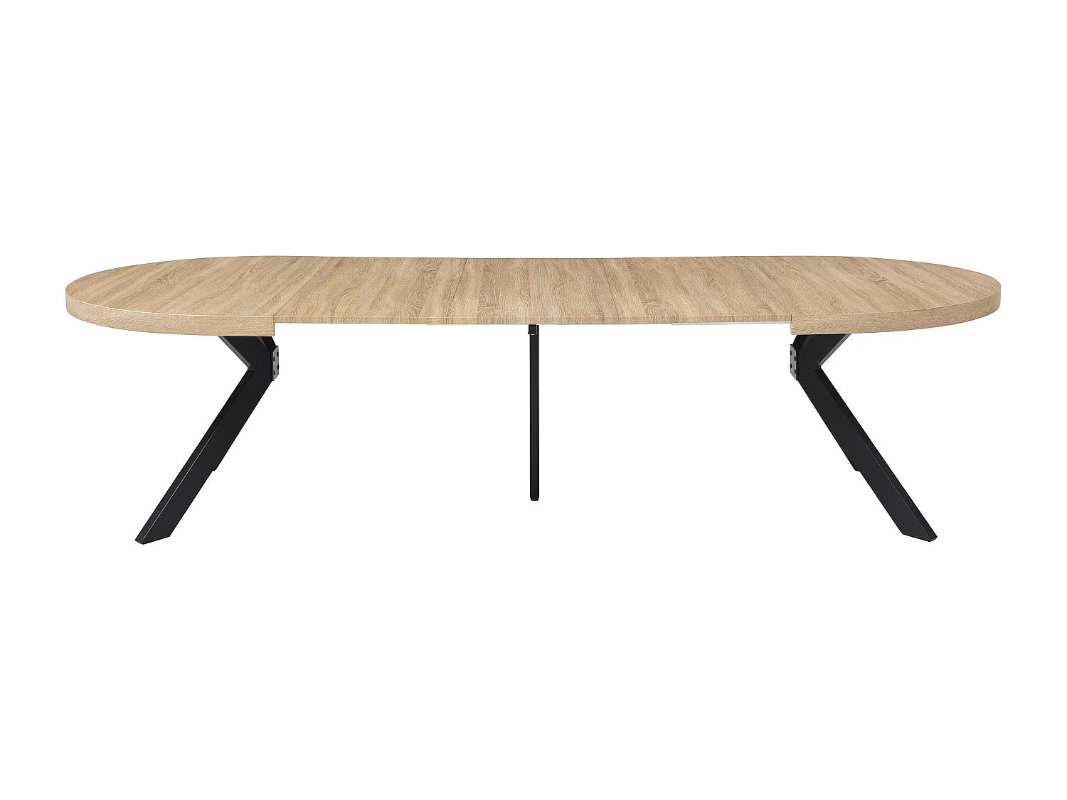 Utdragbart matbord för 6 till 12 kuvert i MDF och stål - Ljust naturligt och svart - KOMONI