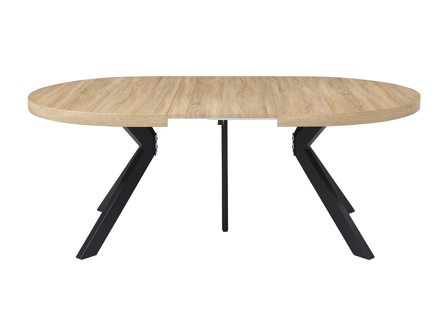 Utdragbart matbord för 6 till 12 kuvert i MDF och stål - Ljust naturligt och svart - KOMONI