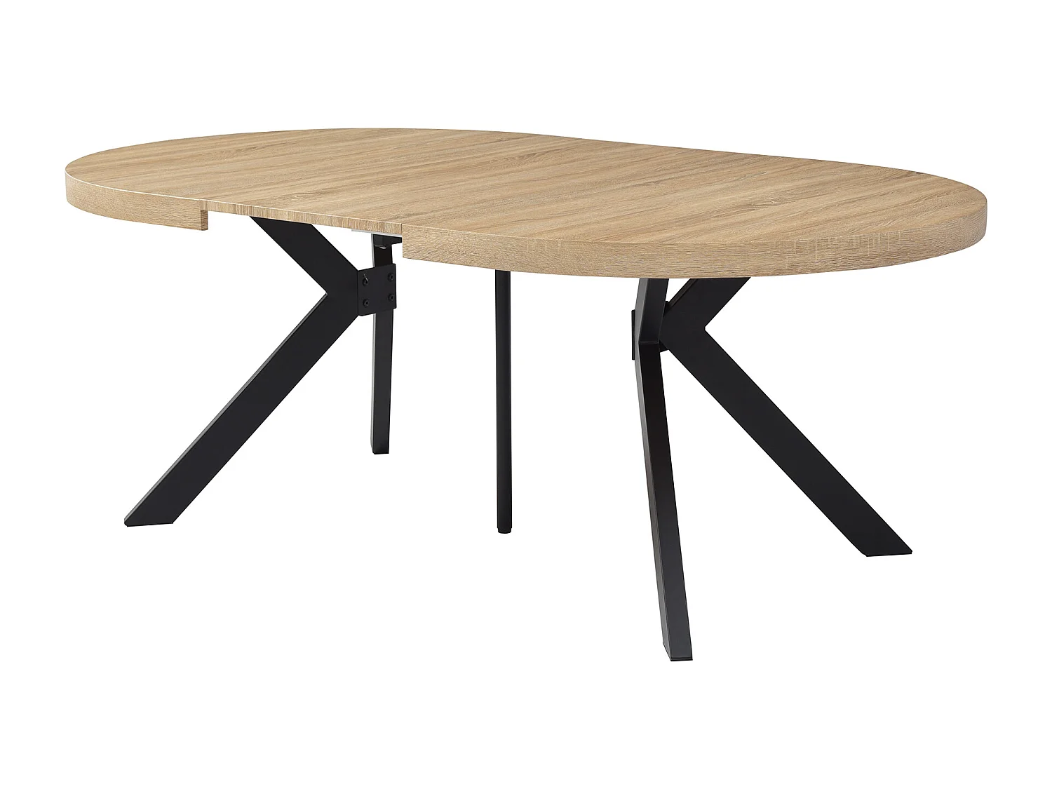 Utdragbart matbord för 6 till 12 kuvert i MDF och stål - Ljust naturligt och svart - KOMONI