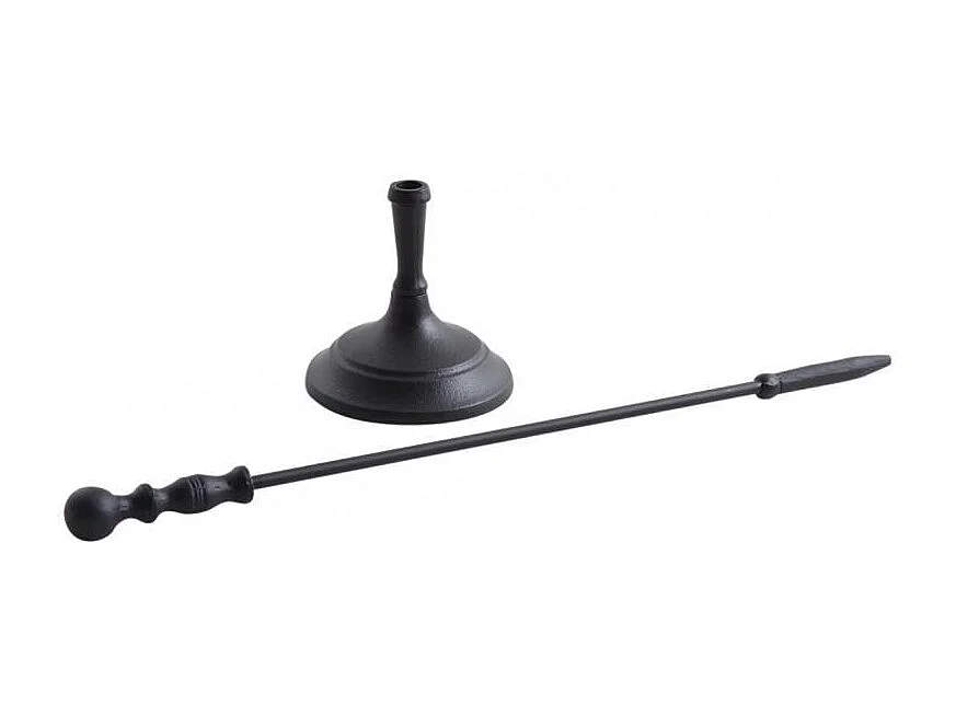 Tisonnier en métal noir avec support