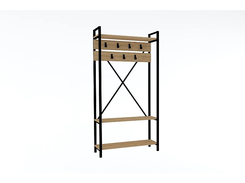 Conjunto pasillo Kailua 179, 180x90x30cm, Roble|Negro, Aglomerado laminado, Colocada