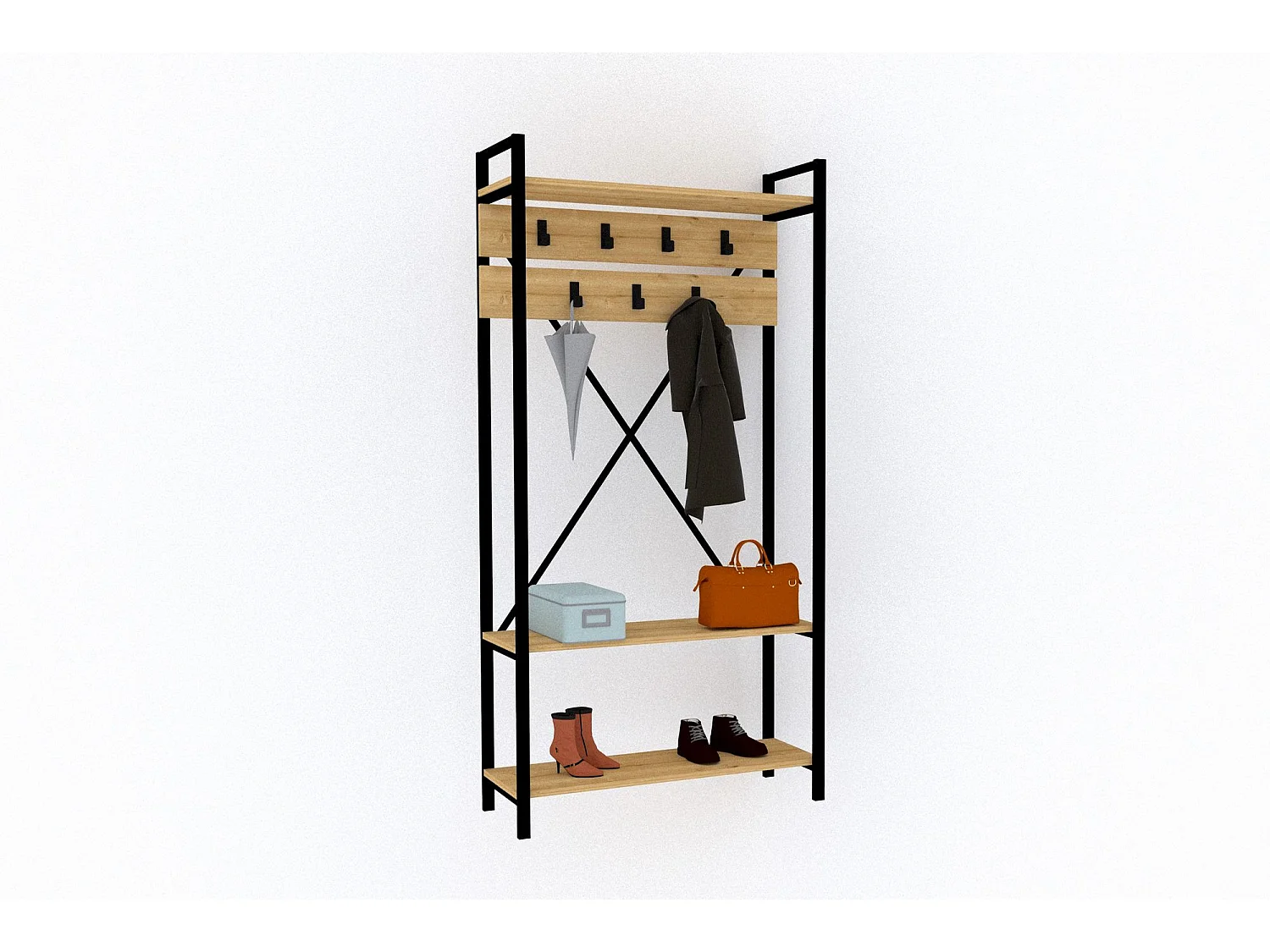 Meuble d'entrée Jophiel H180cm Bois et Noir