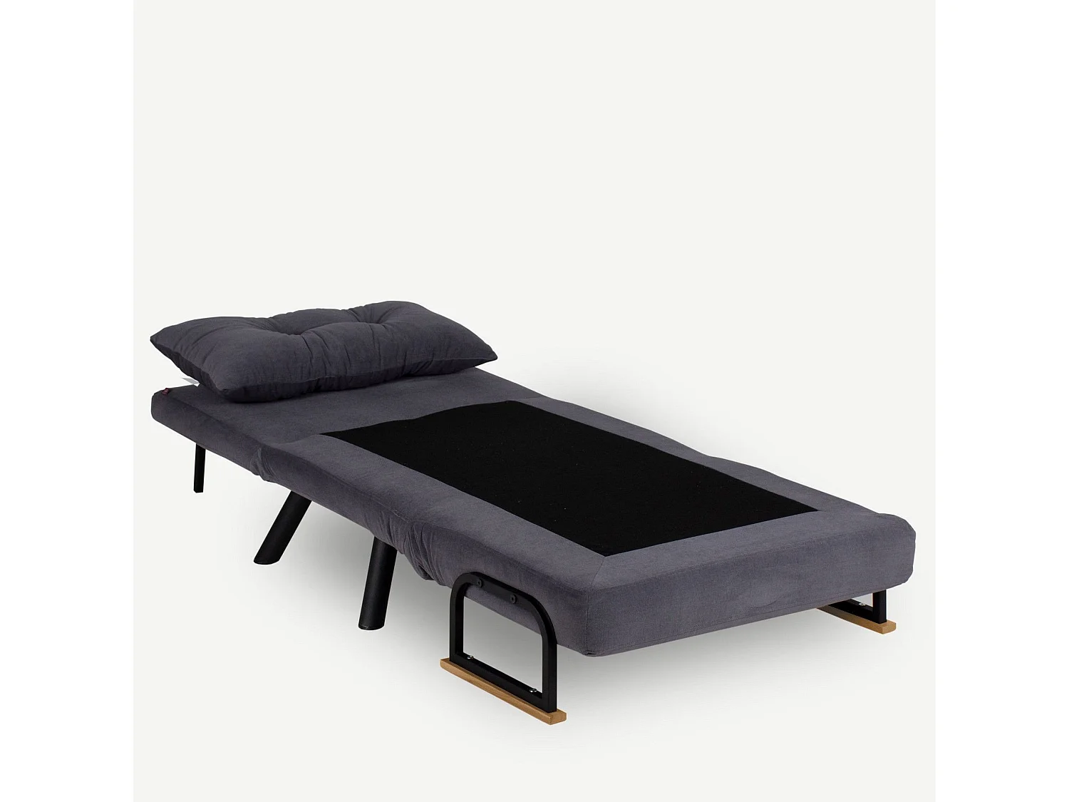 Fauteuil convertible Yolanda Métal Noir et Tissu Gris