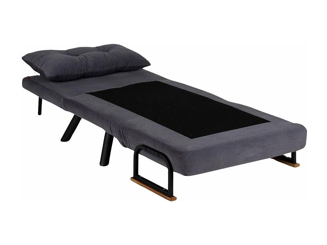 Fauteuil convertible Yolanda Métal Noir et Tissu Gris