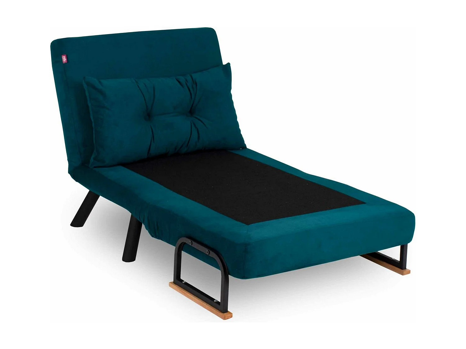 Fauteuil convertible Yolanda Métal Noir et Tissu Bleu canard