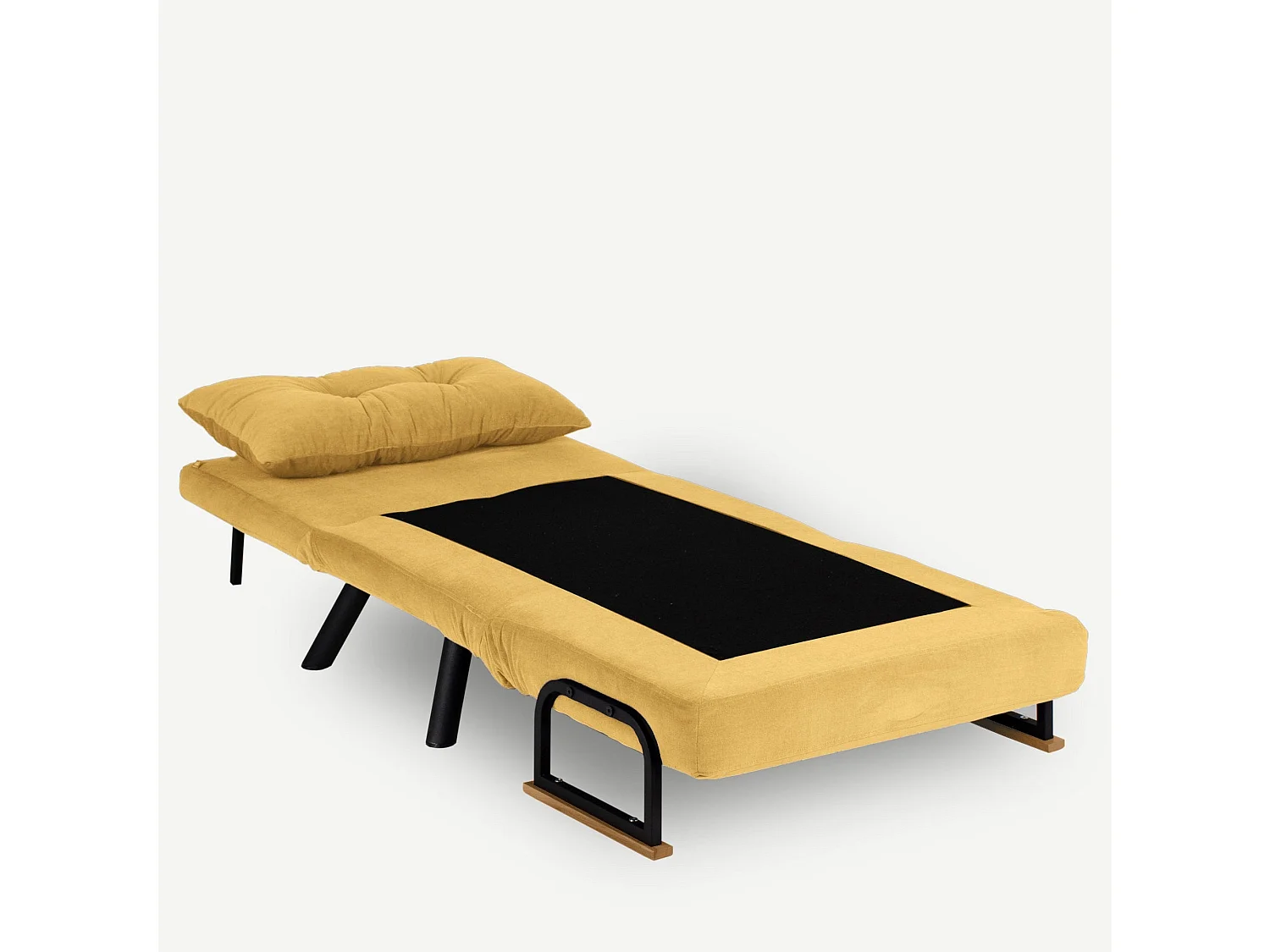 Poltrona-cama metálica – 67 cm – Mostarda – Poliester