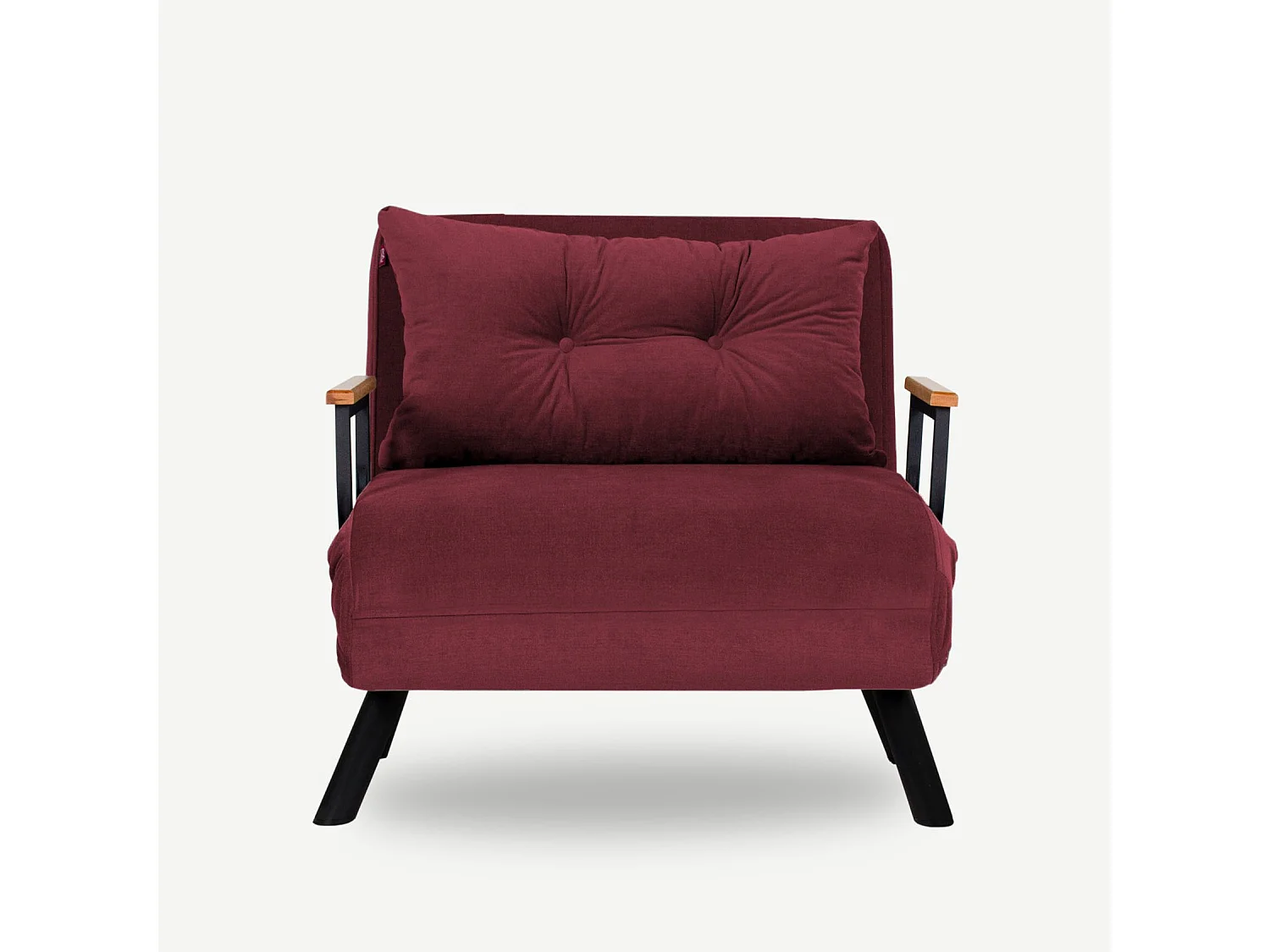 Fauteuil convertible Yolanda Métal Noir et Tissu Bordeaux