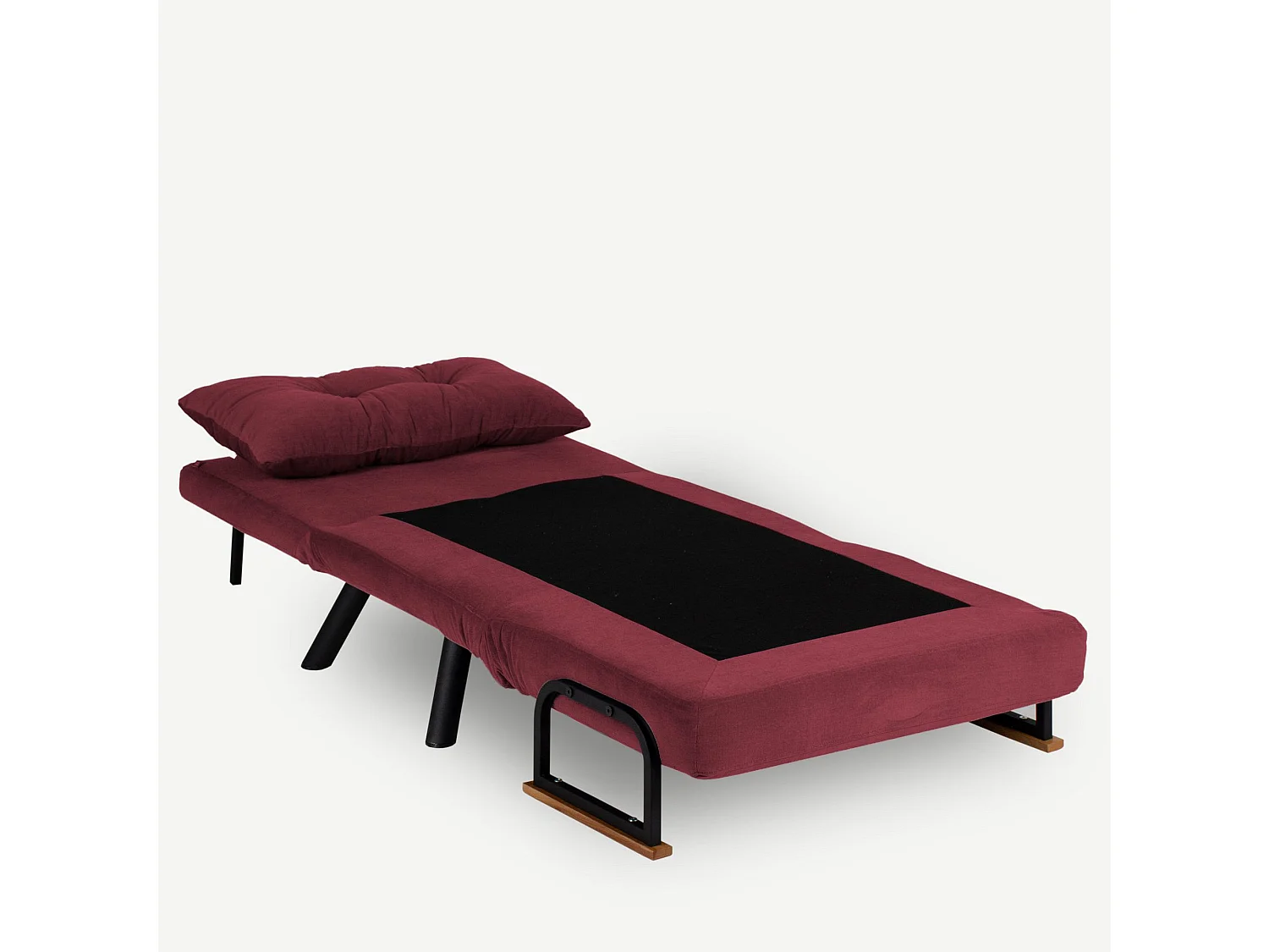 Fauteuil convertible Yolanda Métal Noir et Tissu Bordeaux