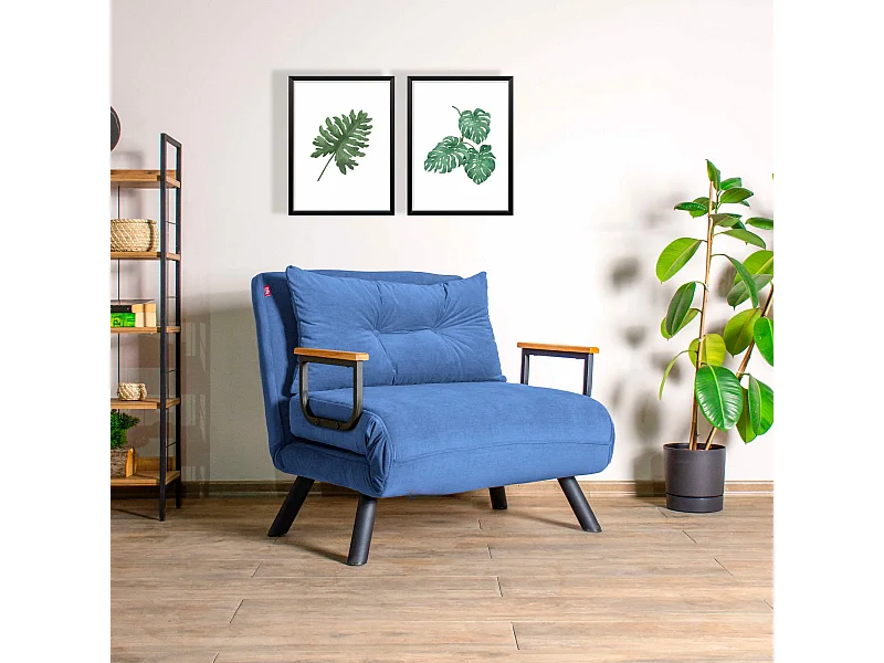 Sillón Altadena 109, Azul, 78x60x78cm, Tapiz, Patas: Metal