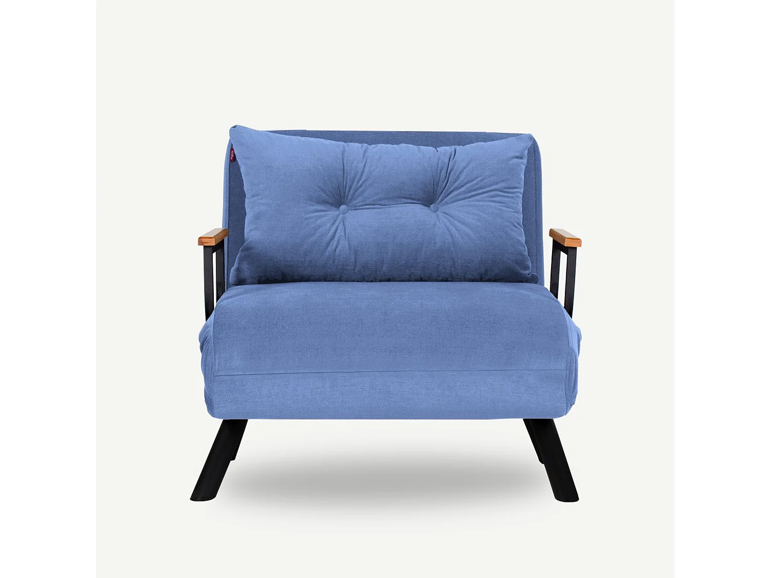 Fauteuil convertible Yolanda Métal Noir et Tissu Bleu