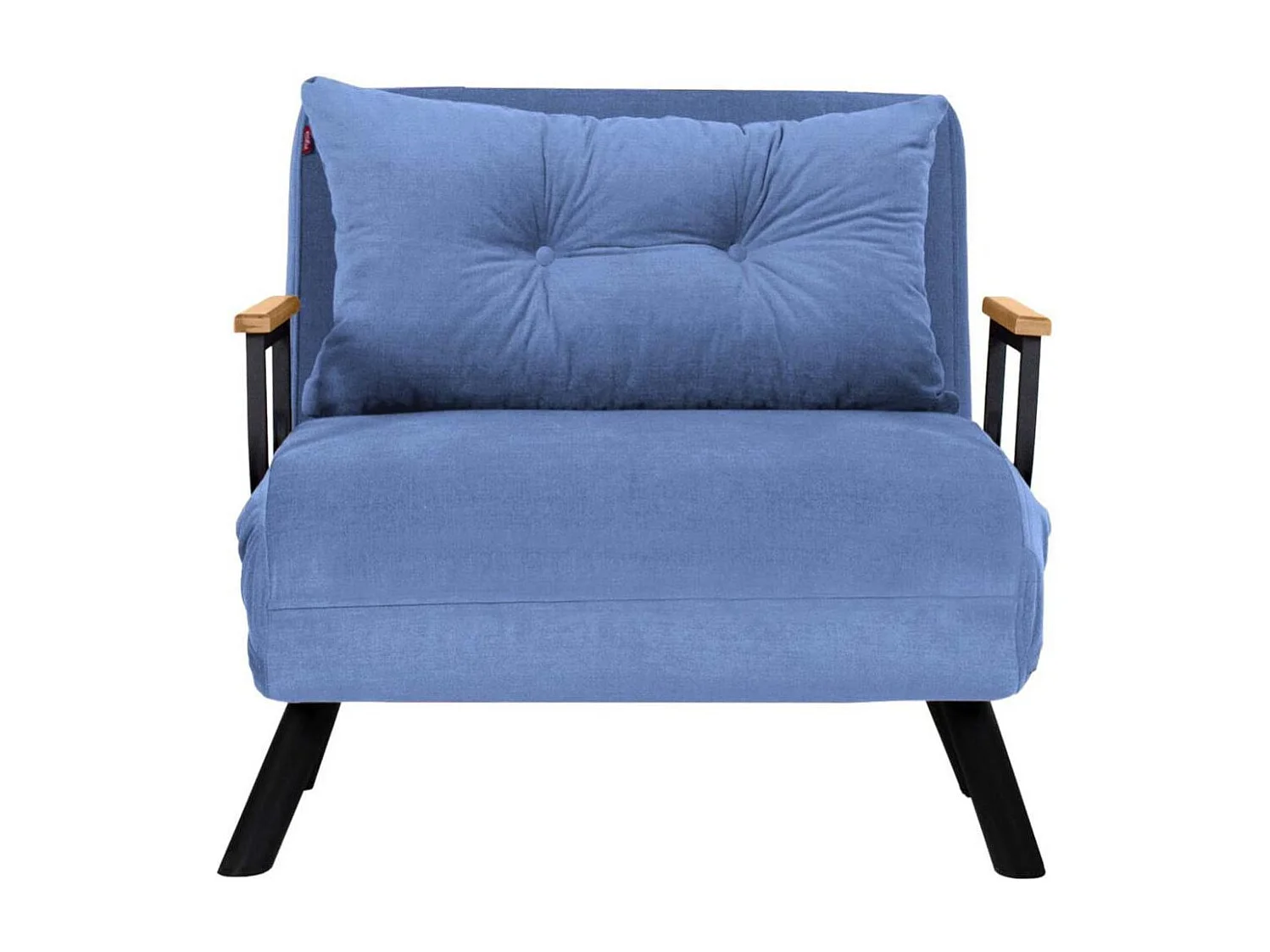 Fauteuil convertible Yolanda Métal Noir et Tissu Bleu