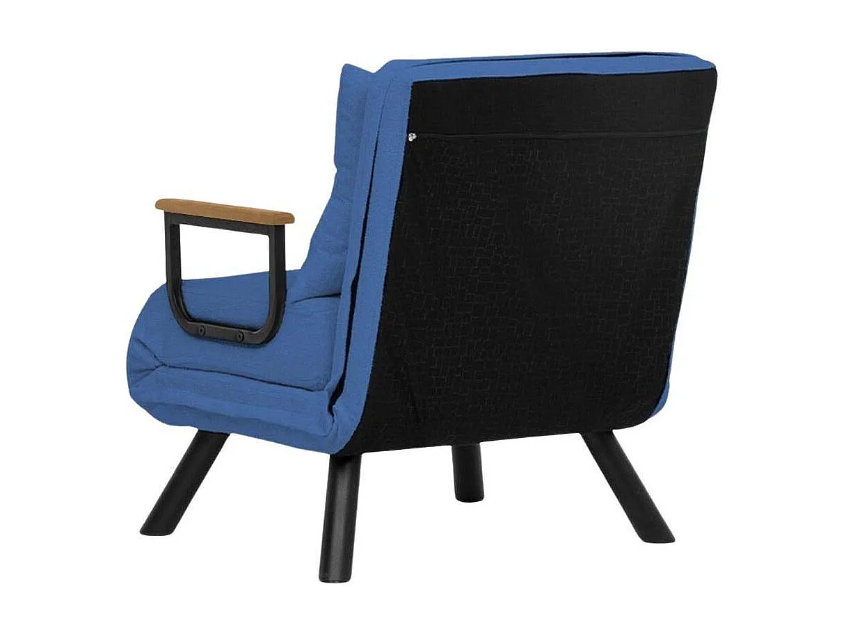 Fauteuil convertible Yolanda Métal Noir et Tissu Bleu