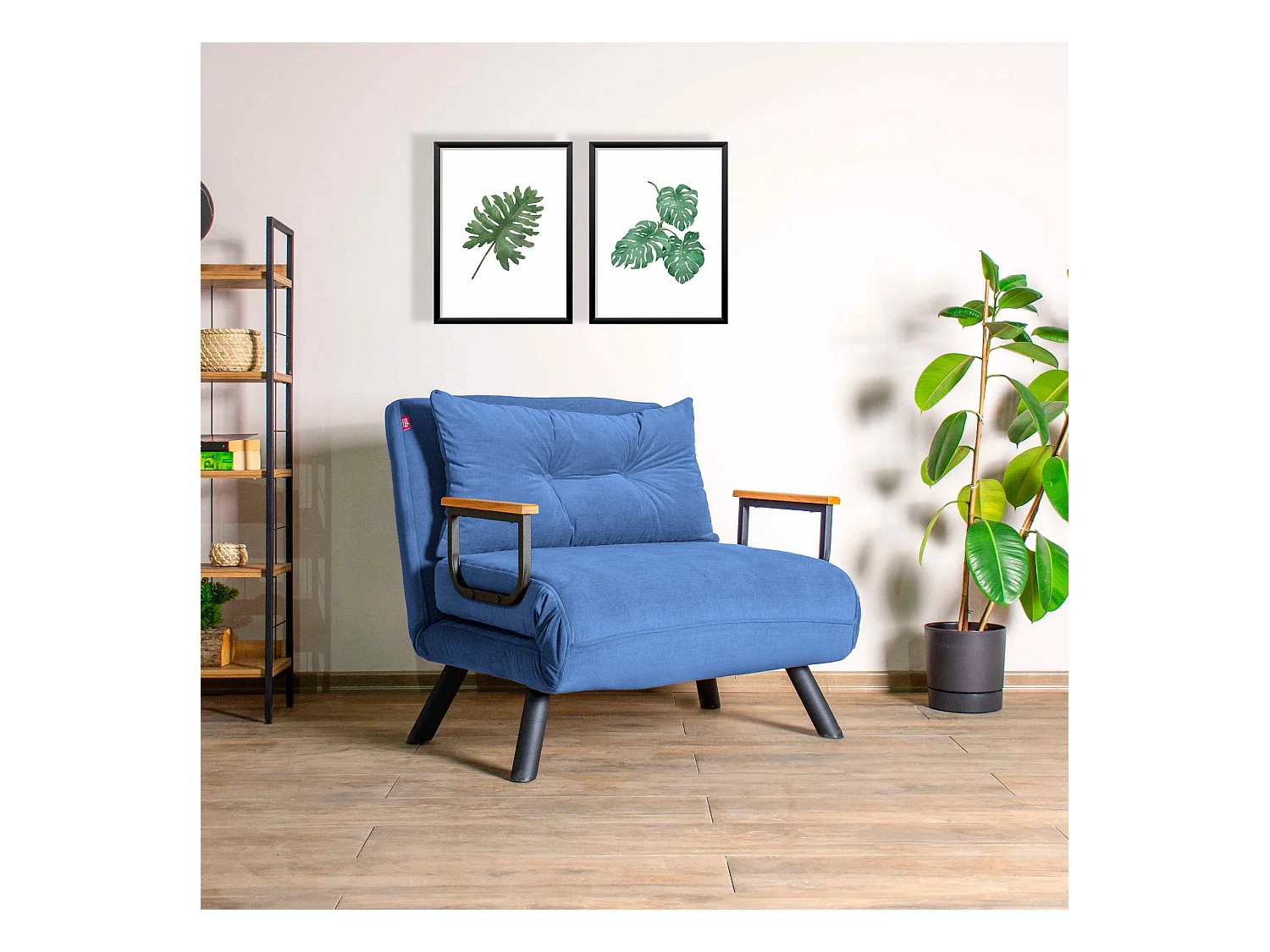 Sillón Altadena 109, Azul, 78x60x78cm, Tapiz, Patas: Metal