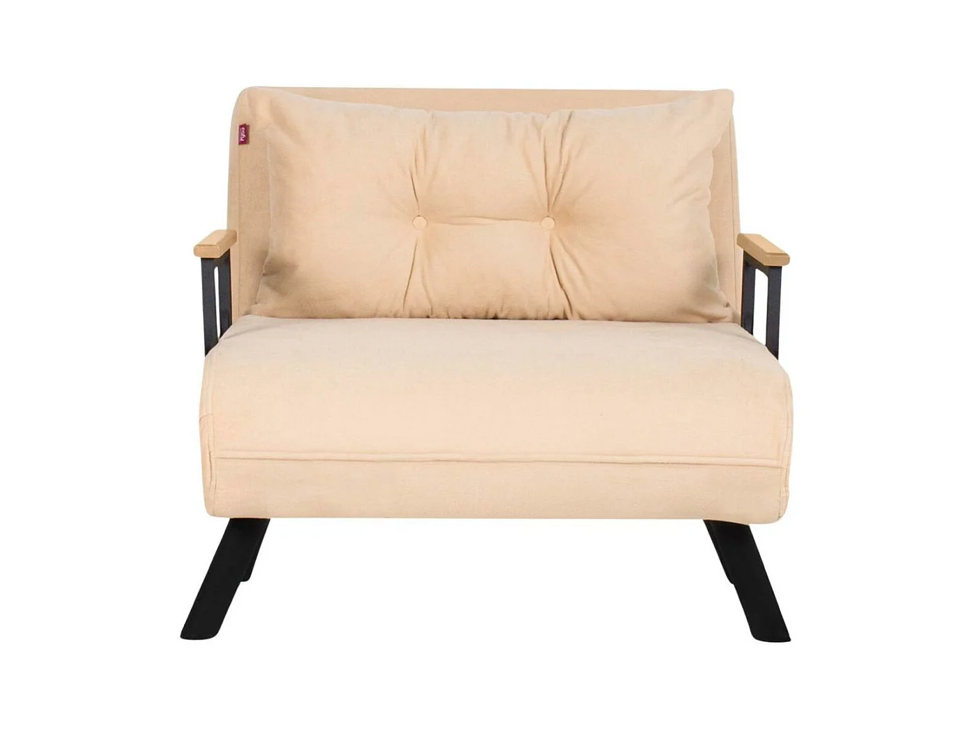 Fauteuil convertible Yolanda Métal Noir et Tissu Beige