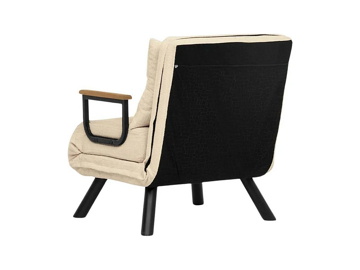 Fauteuil convertible Yolanda Métal Noir et Tissu Beige