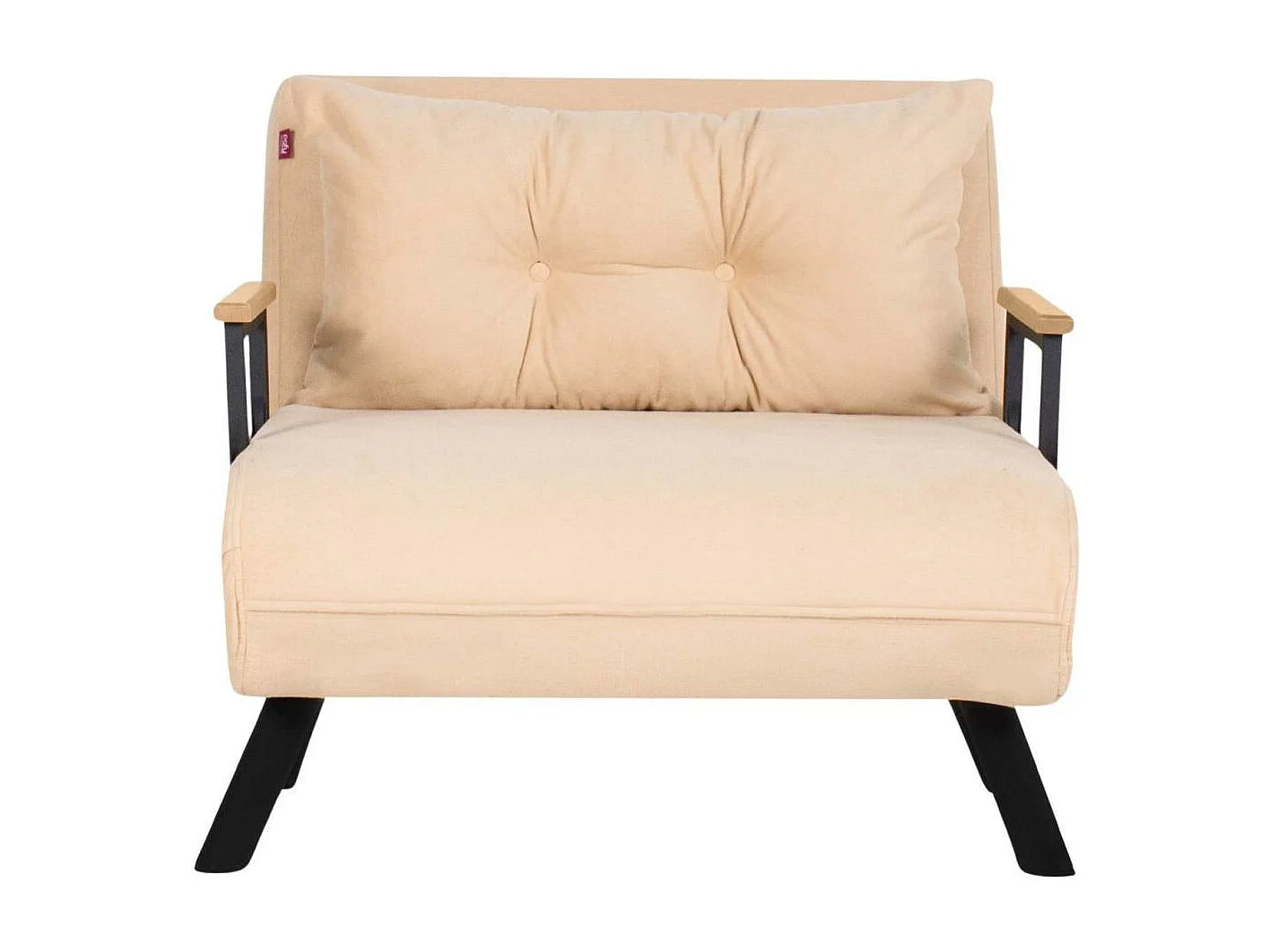 Fauteuil convertible Yolanda Métal Noir et Tissu Beige