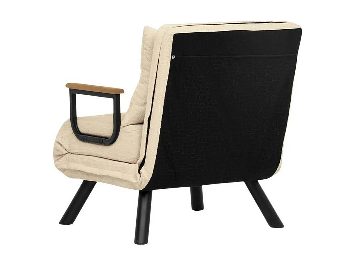 Fauteuil convertible Yolanda Métal Noir et Tissu Beige