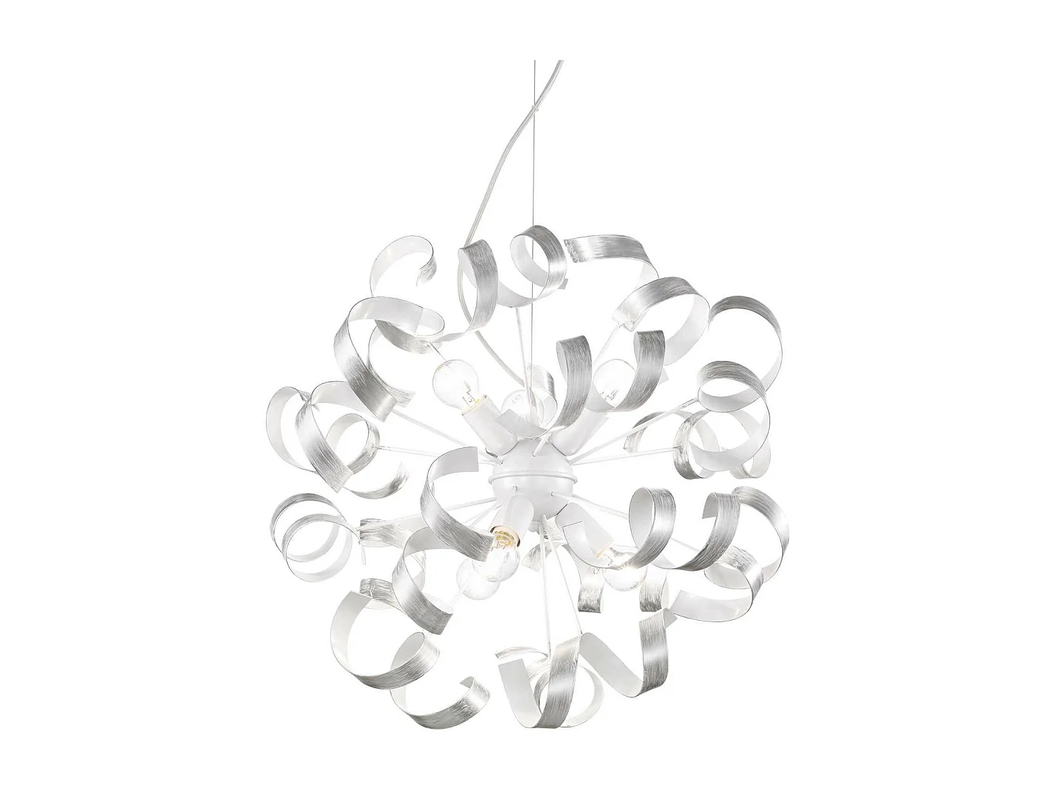 Ideal Lux Vortex - 6 licht Ribbon Deckenanhänger Silber, E14