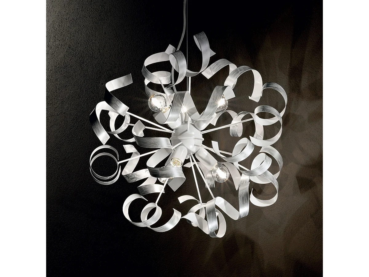 Ideal Lux Vortex - 6 licht Ribbon Deckenanhänger Silber, E14