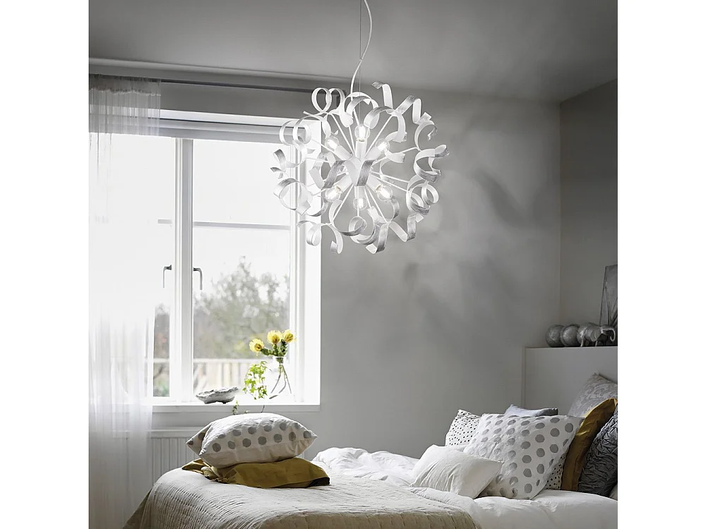 Lustre rond avec boucles en métal finition argentée