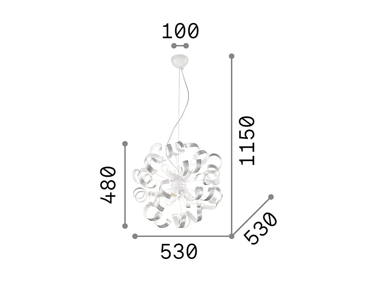 Lustre rond avec boucles en métal finition argentée