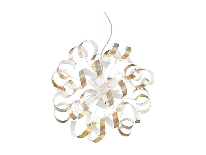 Lustre rond avec boucles en métal finition dorée