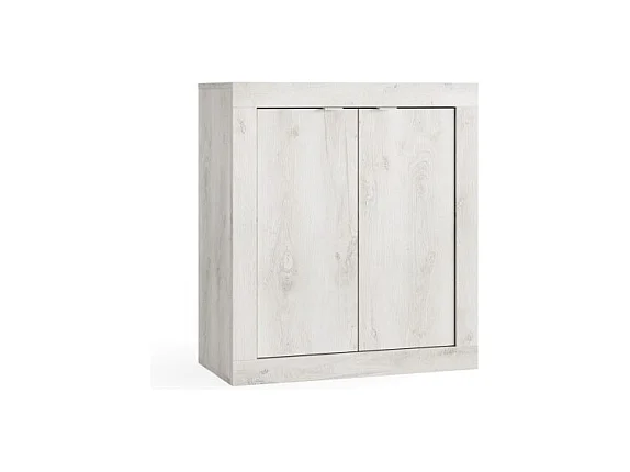 Meuble de rangement ISORA – 2 portes, 2 étagères – Chêne gris – Design moderne
