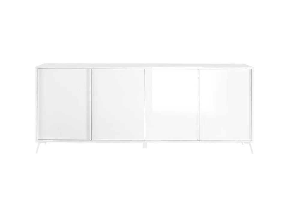 Bibliothéque design avec portes vitrées et LED intégrées, blanc laqué brillant/chêne clair, collection URBAN
