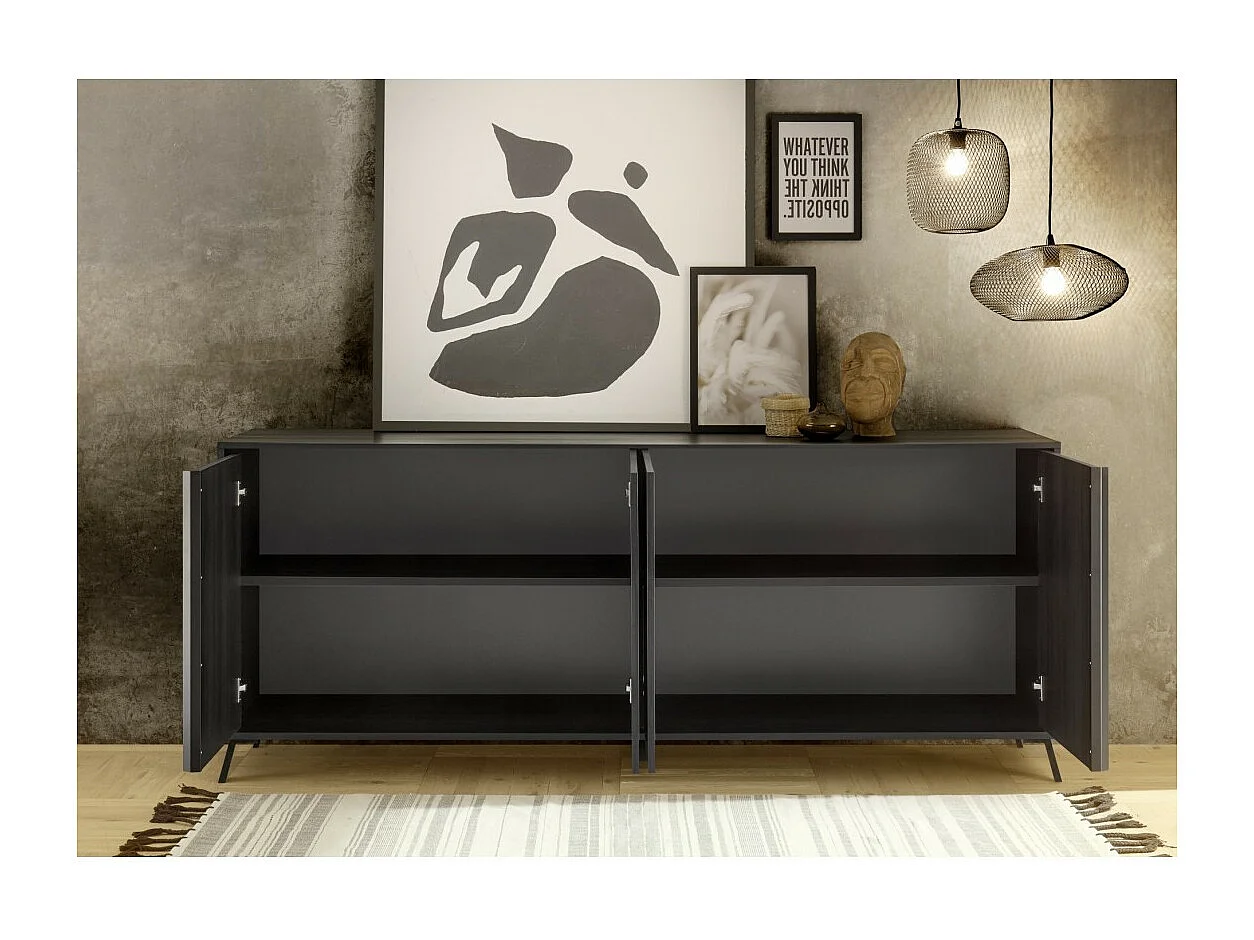 Zwevende vitrinekast klein model, eikenkleur, voor woonkamer, collectie SWITCH, glazen deur met inbegrepen LED-verlichting